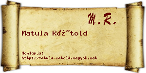 Matula Rátold névjegykártya